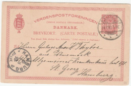 1893 Randers Denmark To Hamburg Germany Postal STATIONERY CARD Cover Stamps - Covers & Documents
