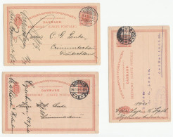 1910 -1913 3 X Denmark To Crimmitschau Germany POSTAL STATIONERY CARDS Cover Stamps Card - Postwaardestukken