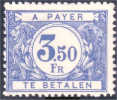 198 Belgium Taxe 1946 3.50 Fr Inscription E.M. Rouge Au Dos MH * Neuf Ch Légère (BEL-2) - Stamps