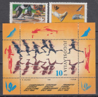 Yugoslavia 1990 Sport Europe Athletic Championship In Split Mi#2434-2435 + Block 37 Mint Never Hinged - Unused Stamps