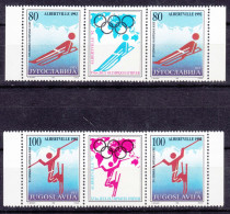 Yugoslavia 1992 Winter Olympic Games Albertville Mi#2523-2524 Mint Never Hinged Pairs With Vignette - Ongebruikt