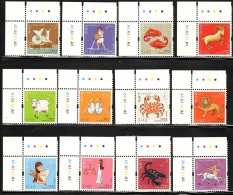 China Hong Kong 2012 Zodiac Signs Stamps 12v With Top & Left Corner Label MNH - Nuevos