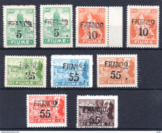 Fiume - Allegoria Soprastampati "Franco" Serie 9 Valori Carta C - Other & Unclassified