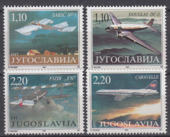 Yugoslavia 1995 Airplanes Mi#2741-2744 Mint Never Hinged - Neufs
