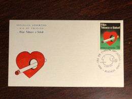 ARGENTINA FDC CARD 1980 YEAR SMOKING TOBACCO HEALTH MEDICINE STAMPS - FDC