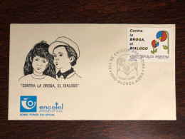 ARGENTINA FDC COVER 1990 YEAR NARCOTICS DRUGS HEALTH MEDICINE STAMPS - FDC