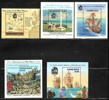 Bahamas 1988/1989/1990/1991/1992 The 500th Anniversary Of Discovery Of America By Columbus Stamp SS/Block 5v MNH - Bahamas (1973-...)