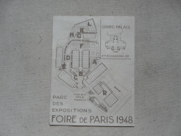 VIEUX PAPIERS - PARC DES EXPOSITIONS - FOIRE DE PARIS 1948 - Partie à Conserver Par L'acheteur - MAURE-THERMOR ORLEANS - Tickets D'entrée