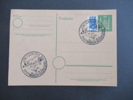 Bizone Bauten Ganzsache Mit Verzähnter Notopfer Marke Und Sonderstempel 1952 Iserlohn Briefmarken Ausstellung / Posthorn - Briefe U. Dokumente