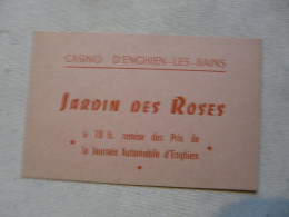 VIEUX PAPIERS - CASINO D'ENGHIEN-LES-BAINS : Jardin Des Roses - Remise Des Prix De La Journée Automobile D'ENGHIEN - Programma's