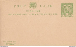 1897 ZANZIBAR, POSTAL CARD HG 7  1/2+1/2 Anna Yellow Green - Altri & Non Classificati