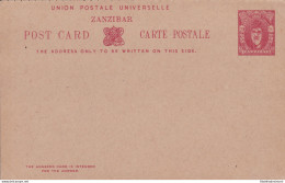1952 ZANZIBAR, POSTAL CARD + REPLY HG 40 20+20 Cents Deep Carmine - Other & Unclassified