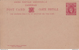 1952 ZANZIBAR, POSTAL CARD + REPLY HG 40 20+20 Cents Deep Carmine - Otros & Sin Clasificación