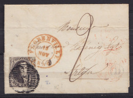 LSC (sans Texte) De Muno Affr. N°3 (cadre Présent) P41 Càd FLORENVILLE /15 NOV 1850 Pour ARLON - Boîte "D" - Taxée "2" C - 1849-1850 Medaglioni (3/5)