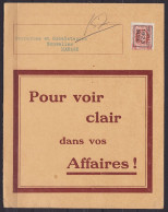 Carte-pub "Machines à Calculer Victor" Affr. PREO Houyoux 3c [BRUXELLES /1923/ BRUSSEL] Pour Verreries Et Gobleteries No - Sobreimpresos 1922-31 (Houyoux)