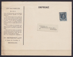 Carte-pub "Sauterelles HBC Bergerat Bruxelles" Affr. PREO Houyoux 5c [BRUXELLES /1927/ BRUSSEL] Pour Verreries Et Goblet - Sobreimpresos 1922-31 (Houyoux)