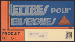Carte-pub "Lettres Pour Enseignes St Croix Bruges" Affr. PREO (N°337) [Belgique /1935/ BELGIE] Pour Verreries Et Goblete - Typografisch 1932-36 (Ceres En Mercurius)