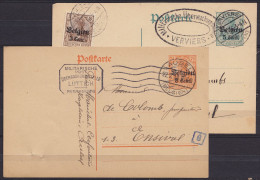 Lot 2 CP Postkarte Occupation 5c Vert Càpt VERVIERS /4.8.1916 & Càpt 8c Orange Càpt AUBEL /22.7.1918 Pour ENSIVAL - Cach - Other & Unclassified