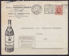 L. "Vins Et Spiritueux TIBERGHIEN" Affr.287 Flam. ANTWERPEN 1 /1.VIII.1931 Pour E/V (illustration Bouteille) - 1929-1937 Heraldischer Löwe