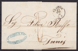Italie - L. Datée 23 Mai 1856 De GENOVA Pour TUNIS - Càd GENOVA /23 MAG 56 (au Dos: Càd "TUNISI /27 MAG 1856/ POSTE SARD - Sardinië