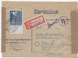 Sandbach/Höchst Als Einschreiben Nach Wien. 22.6.48, 10fach, BPP Geprüft - Covers & Documents