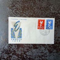 Europa 1958 Met 1ste Gestempelde Postzegels 1958 - Commemorative Documents