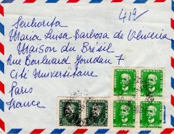 BRESIL AFFRANCHISSEMENT COMPOSE SUR LETTRE POUR LA FRANCE 1968 - Storia Postale