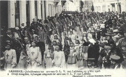 Lebbeke ; Jubelfeesten Ter Ere Van OLV Van Lebbeke Van 3 Mei 1908 , " Groep Maagden Lofzangen Zingende .. " - Lebbeke