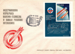 Poland 1980 Intercosmos Cooperative Space Programme Minisheet,First Day Cover - FDC