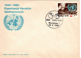 Poland 1980 United Nations 35th Anniversary,First Day Cover - FDC