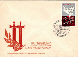 Poland 1980 Victory Over Fascism 35th Anniversary,First Day Cover - FDC