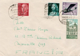 ESPAGNE AFFRANCHISSEMENT COMPOSE SUR LETTRE POUR LA FRANCE 1963 - Briefe U. Dokumente