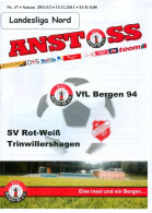 Fußball-Programm PRG VfL Bergen Auf Rügen 94 Vs SV Rot-Weiß Trinwillershagen 13. 11. 2011 RW BSG Rotes Banner Lok ESV - Programma's