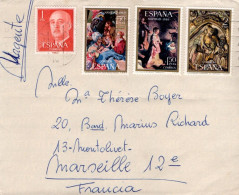 ESPAGNE AFFRANCHISSEMENT COMPOSE SUR LETTRE POUR LA FRANCE 1969 - Cartas & Documentos