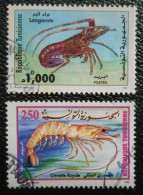 08 République Tunisienne Oblitéré Animaux Langouste Crevette - Crustaceans