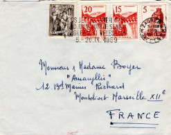 YOUGOSLAVIE AFFRANCHISSEMENT COMPOSE SUR LETTRE POUR LA FRANCE 1959 - Lettres & Documents