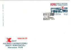 Poland 1986 United Workers Party X Ongress,First Day Cover - FDC