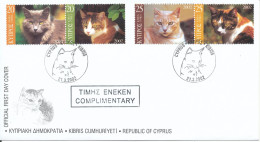 Cyprus Republic FDC 21-3-2002 CATS Complete Set Of 4 With Cachet - Cartas