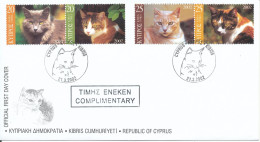 Cyprus Republic FDC 21-3-2002 CATS Complete Set Of 4 With Cachet - Storia Postale