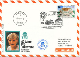 Austria UN Vienna Balloonflight Cover 40 Years Pro Juventute Rottenmann 5-9-1987 - Covers & Documents
