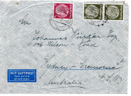 63000 - Deutsches Reich - 1937 - 2@30Pfg Hindenburg MiF A LpBf REICHENBACH -> CREMORNE (Australien) - Covers & Documents