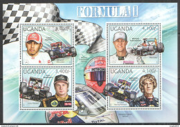 Ug063 2012 Uganda Formula 1 F1 Champions Schumacher Hamilton #2906-2909 Mnh - Cars