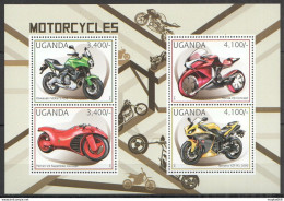 Ug065 2012 Uganda Motorcycles Motos Transport #2896-2899 Mnh - Motos