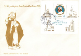 Poland 1987 State Visit Of Pope John Paul II Minisheet,First Day Cover - FDC