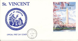 St. Vincent FDC 17-11-1989 World Stamp Expo 89 Washington Souvenir Sheet With Cachet - St.Vincent (1979-...)