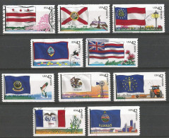 USA 2008 Flags Of Our Nation - 2nd Issue - SC.#4283/92 - Cpl 10v Set In VFU Condition With Circular PMK!!!! - Stroken En Veelvouden