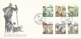 New Zealand FDC Sheep Of New Zealand Complete Set Of 6 With Cachet - FDC