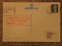 SEALINK ST ANSELM POSTED AT SEA HANDSTAMP ON OFFICIAL CARD - Ferries