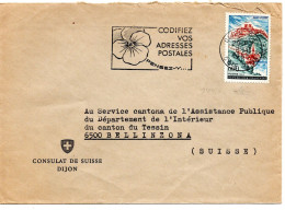 63005 - Frankreich - 1965 - 0,60F St.Flour EF A Bf DIJON - ... -> Schweiz, Abs.: Schweizer Konsulat Dijon - Storia Postale