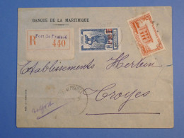 DK 12 MARTINIQUE   BELLE LETTRE   RECO 1935 FORT DE FRANCE A TROYES ++AFF. INTERESSANT++++ + - Covers & Documents